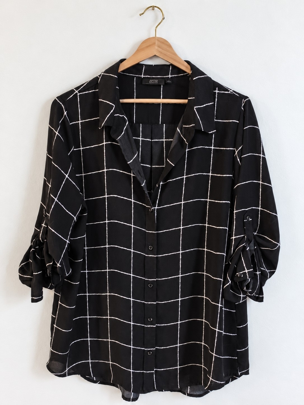 Apt. 9 Black Windowpane Button-Down Blouse